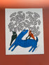 Traditional Gond wall painting of Cow and Hiran - Set of 2